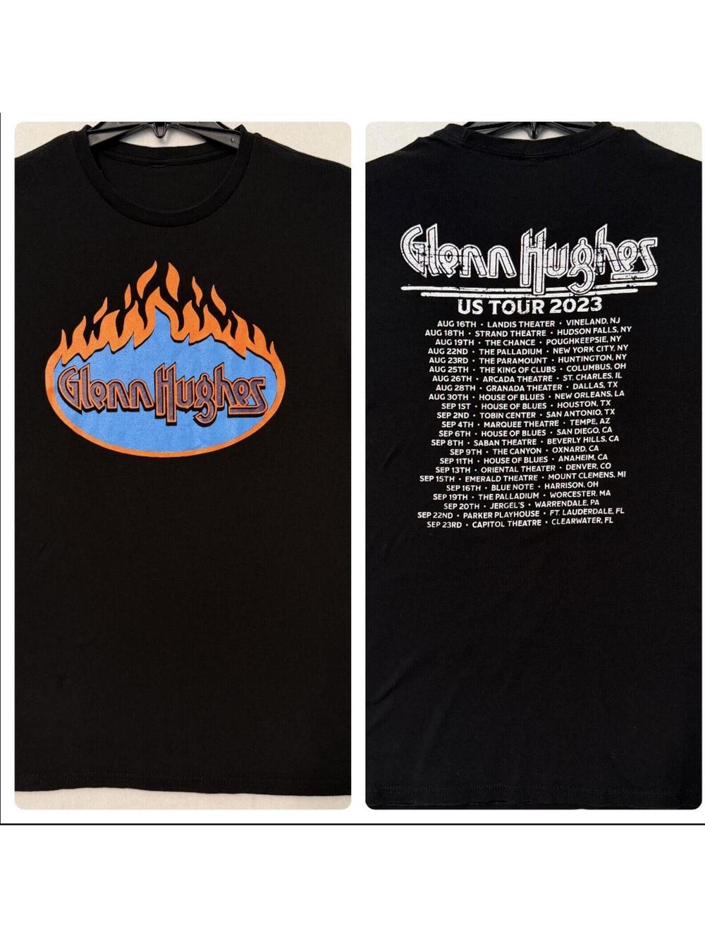 Glenn Hughes 2023 US Tour T-Shirt Size LARGE (No Tag) Black Double-Sided